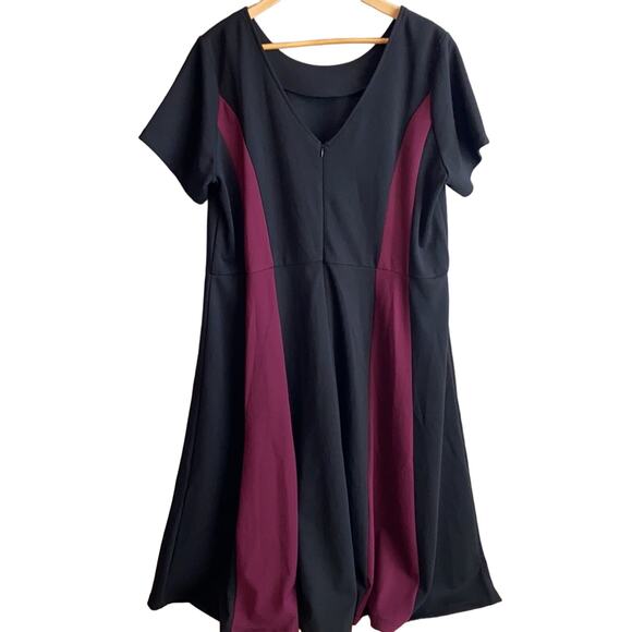 Eloquii Black paneled Short Sleeve Midi Career Dress 20 - Picture 3 of 8